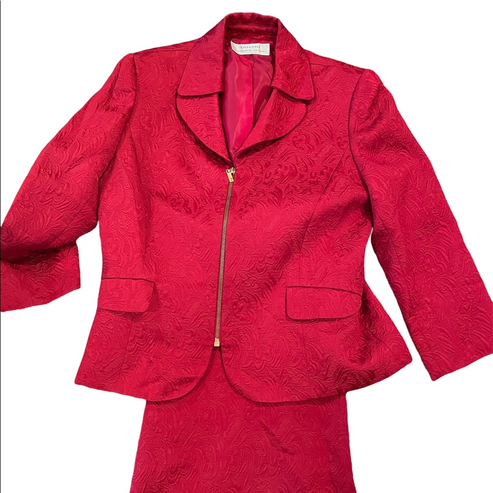 Tahari Textured Blazer with Gold Zipper